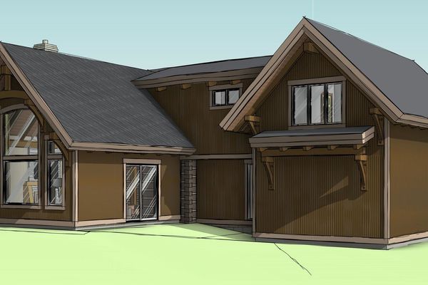 Clearview-Chalet-Collingwood-Ontario-Canadian-Timberframes-Design-Rear-Left-Perspective